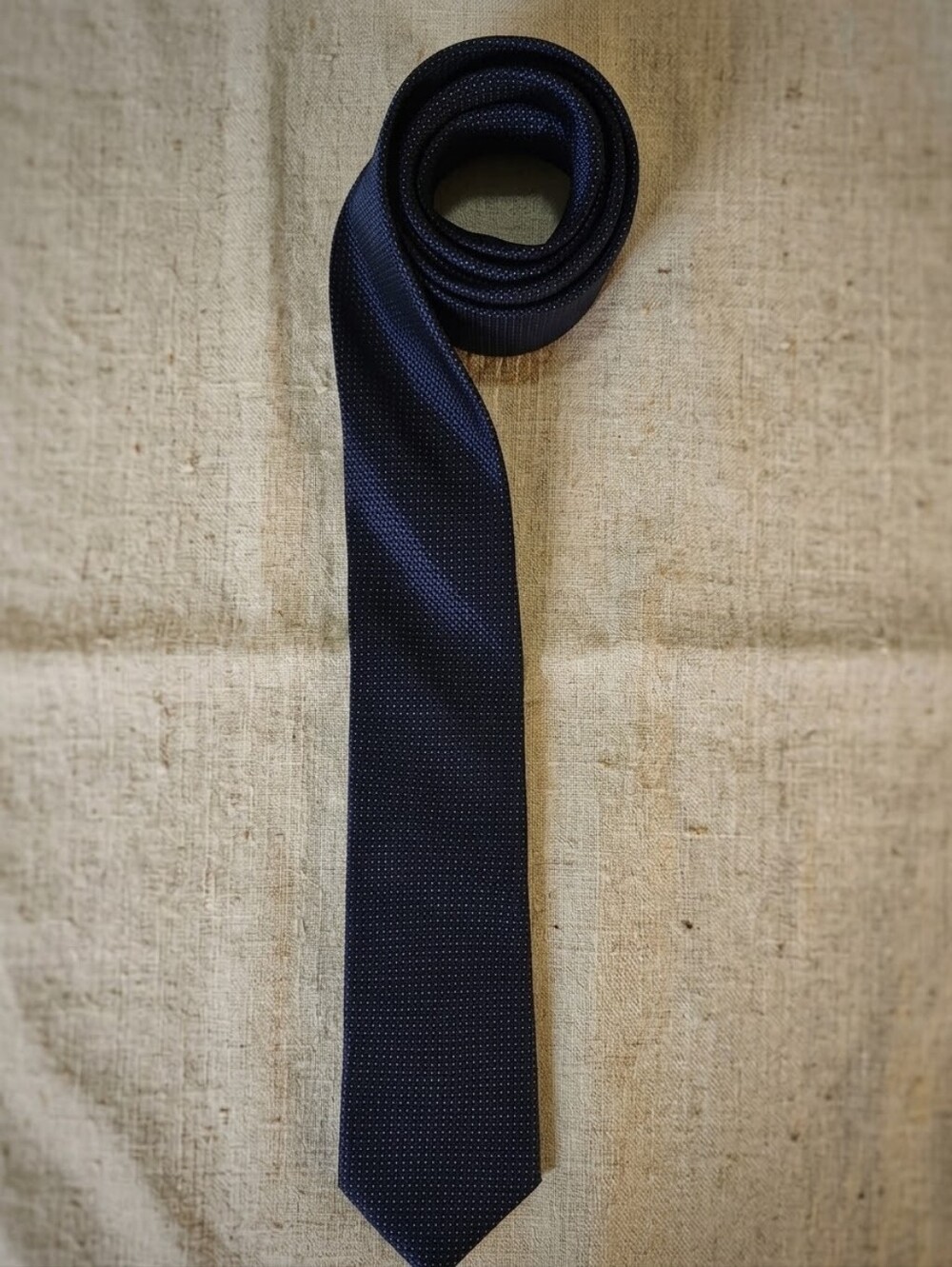 100% Silk Denver Hayes Navy Microdot Neck Tie